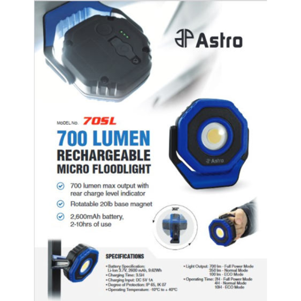 Lampada ricaricabile 700 Lumen - immagine 2